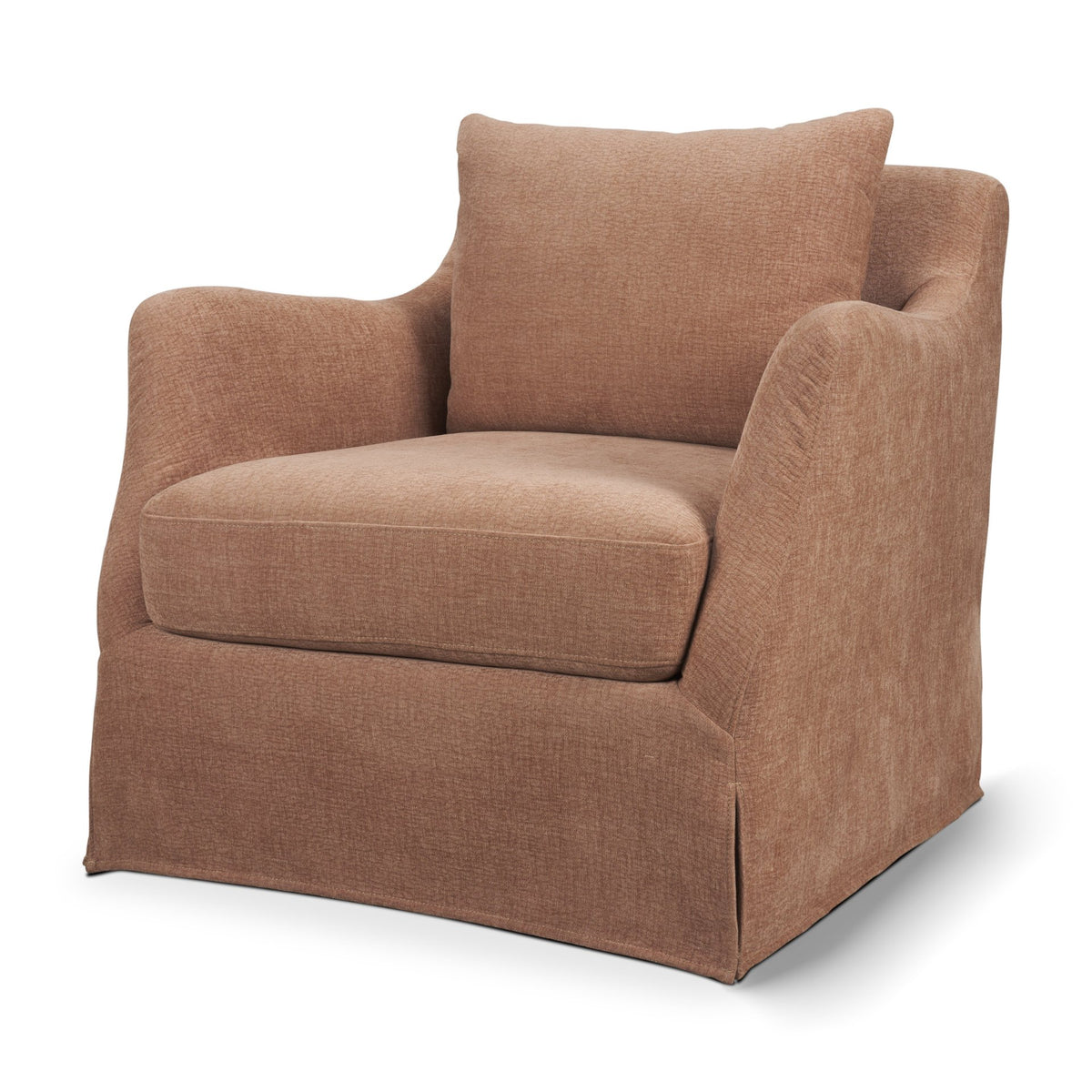 Ellington Slipcovered Slope Arm Swivel Swivel Accent Chair | Fabric-Accent Chairs-DECOROLALA