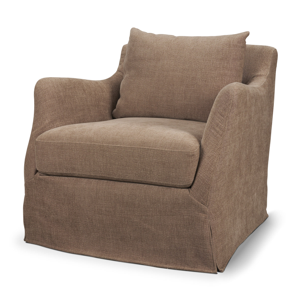 Ellington Slipcovered Slope Arm Swivel Swivel Accent Chair | Fabric-Accent Chairs-DECOROLALA