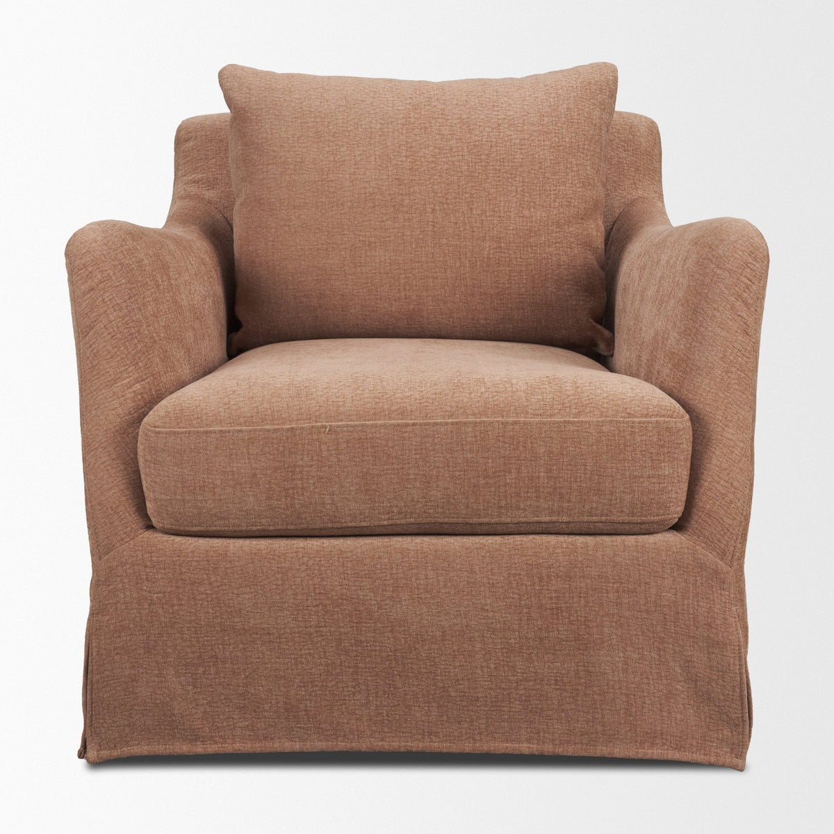 Ellington Slipcovered Slope Arm Swivel Swivel Accent Chair | Fabric-Accent Chairs-DECOROLALA