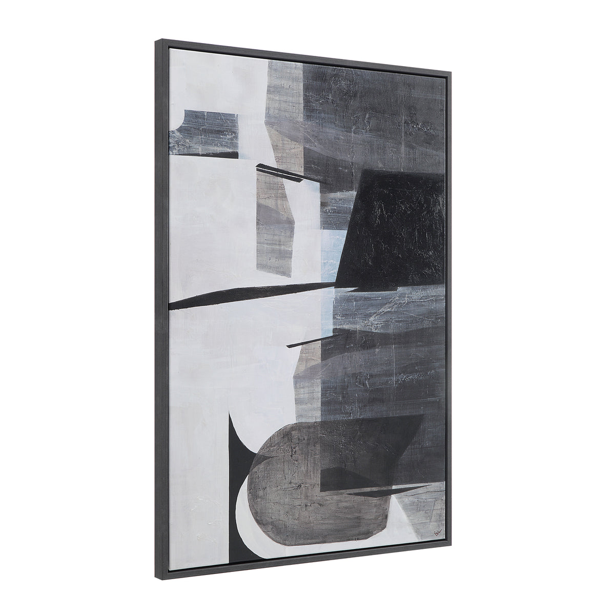 Elliott 60" Wide Canvas Art with Wood Frame, Charcoal Black-Canvas Prints-DECOROLALA
