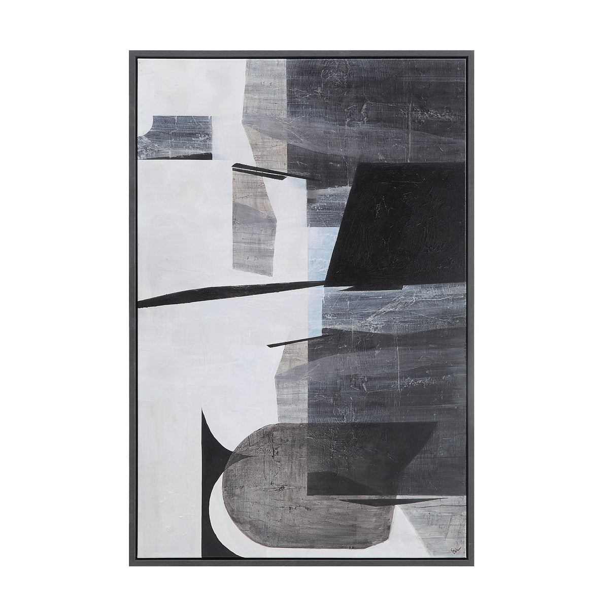 Elliott 60" Wide Canvas Art with Wood Frame, Charcoal Black-Canvas Prints-DECOROLALA