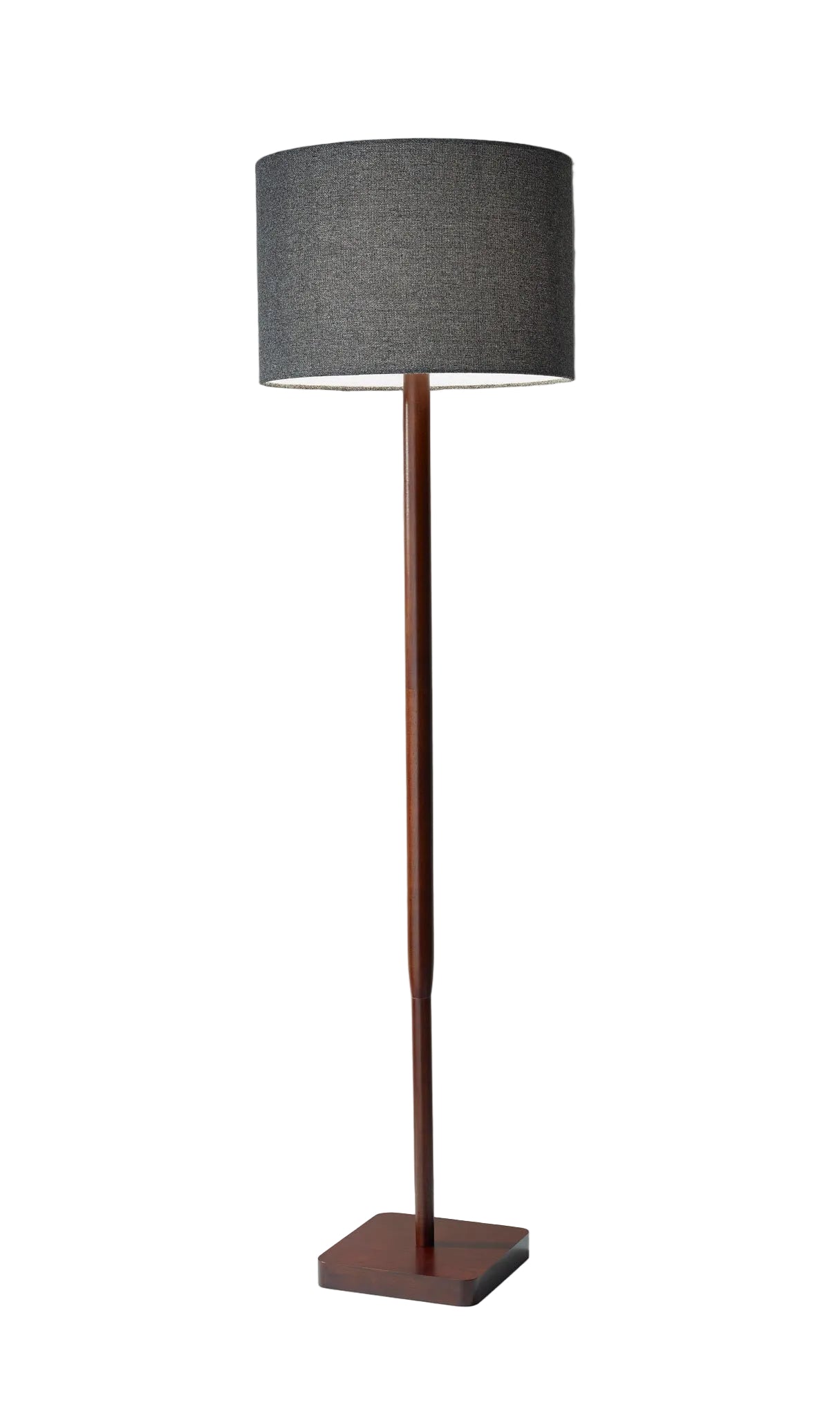 Ellis Floor Lamp - Walnut Wood Dark Grey Fabric-Lighting-DECOROLALA