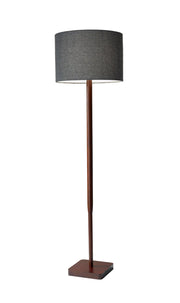 Ellis Floor Lamp - Walnut Wood Dark Grey Fabric-Lighting-DECOROLALA
