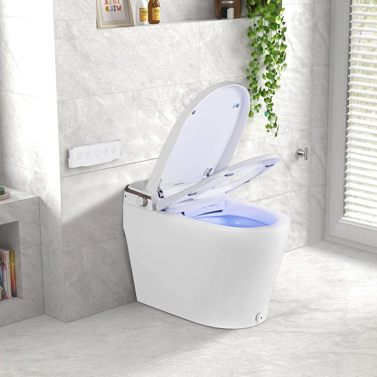 Elongated Bidet Toilet with Adjustable Heated Seat-White-Toilet-DECOROLALA