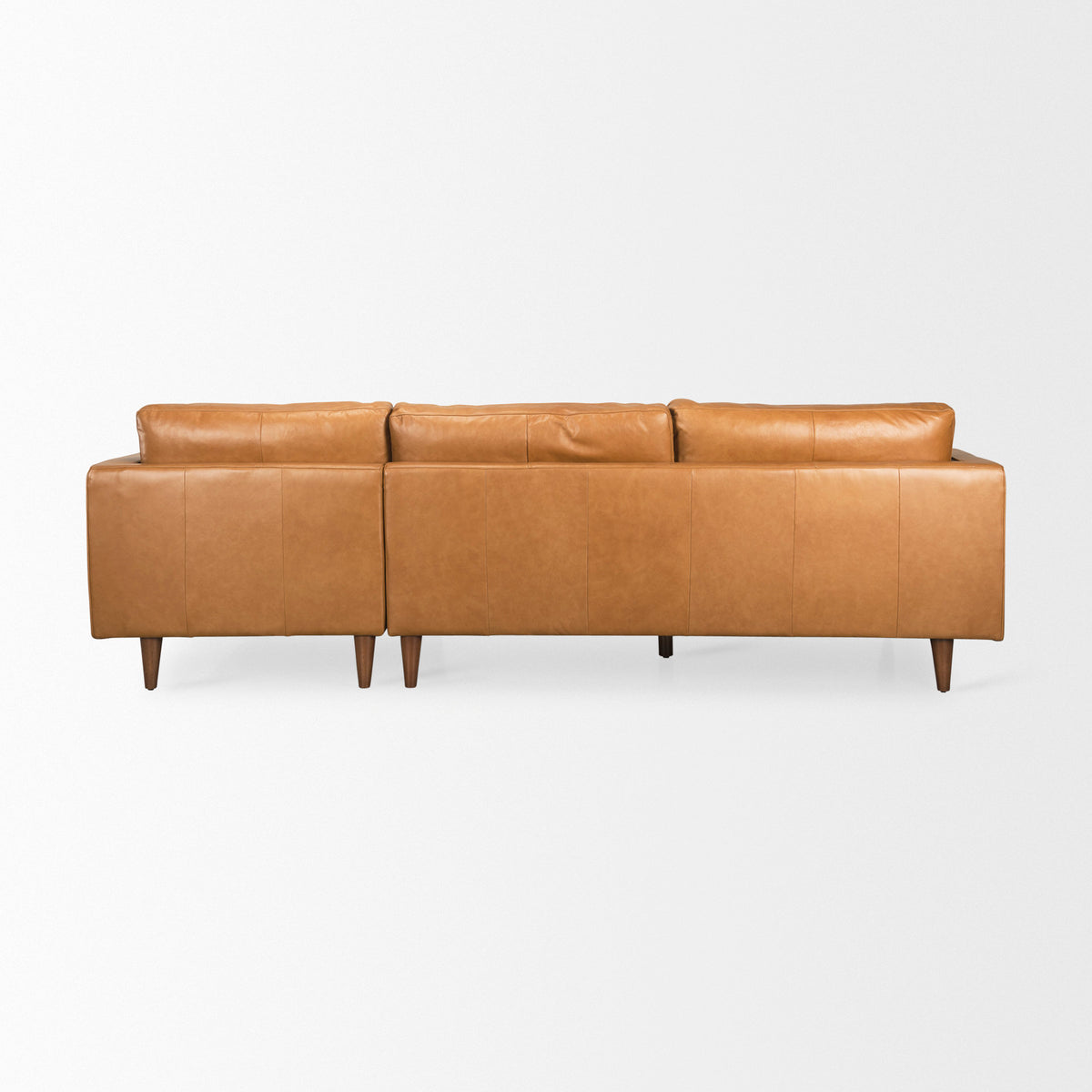 Elton 111.4L x 68.1W x 34.3H Tan Leather Right Chaise Sectional-Sofa & Sectionals-DECOROLALA