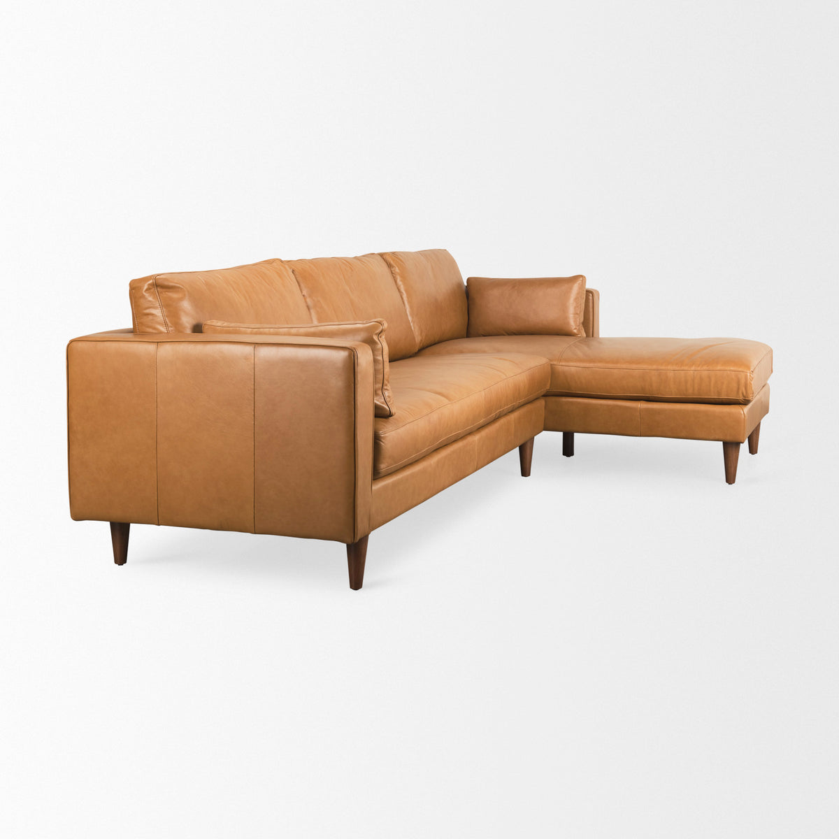 Elton 111.4L x 68.1W x 34.3H Tan Leather Right Chaise Sectional-Sofa & Sectionals-DECOROLALA