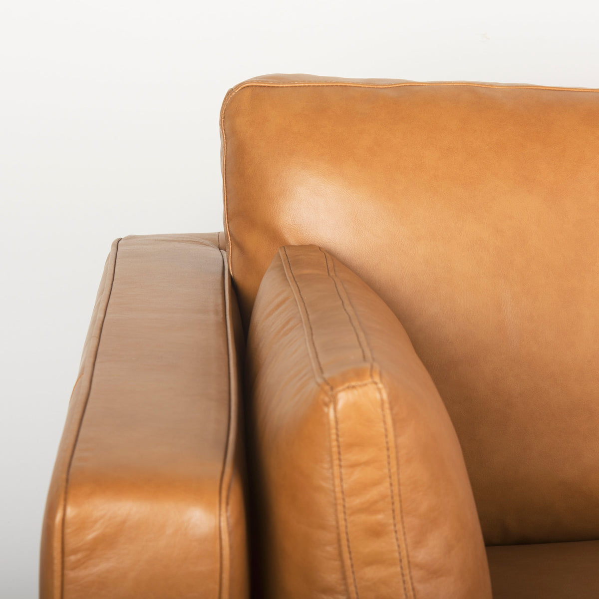 Elton 111.4L x 68.1W x 34.3H Tan Leather Right Chaise Sectional-Sofa & Sectionals-DECOROLALA