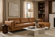 Elton 111.4L x 68.1W x 34.3H Tan Leather Right Chaise Sectional-Sofa & Sectionals-DECOROLALA