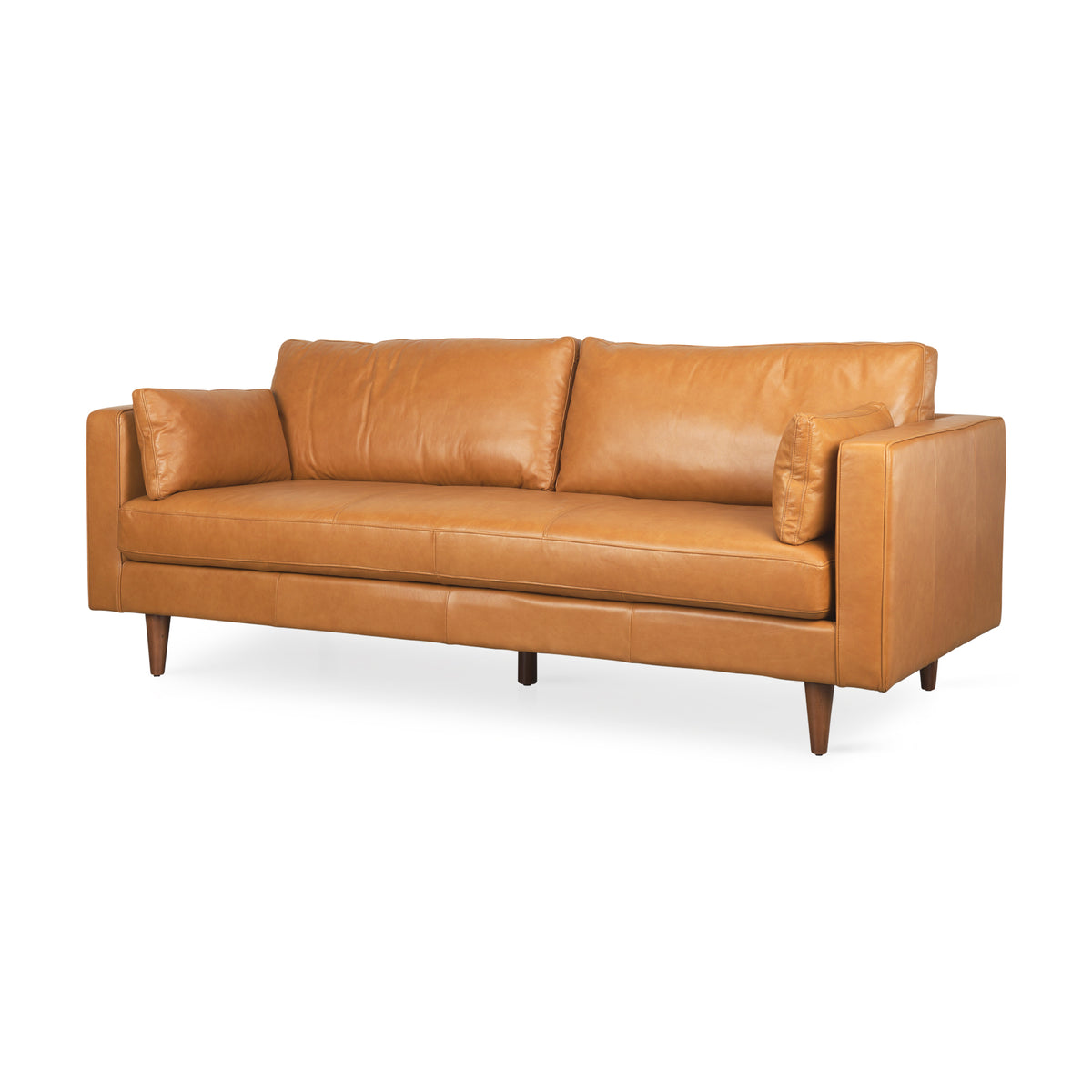 Elton 87.8L x 37.8W x 34.6H Tan Leather Sofa-Sofa & Sectionals-DECOROLALA