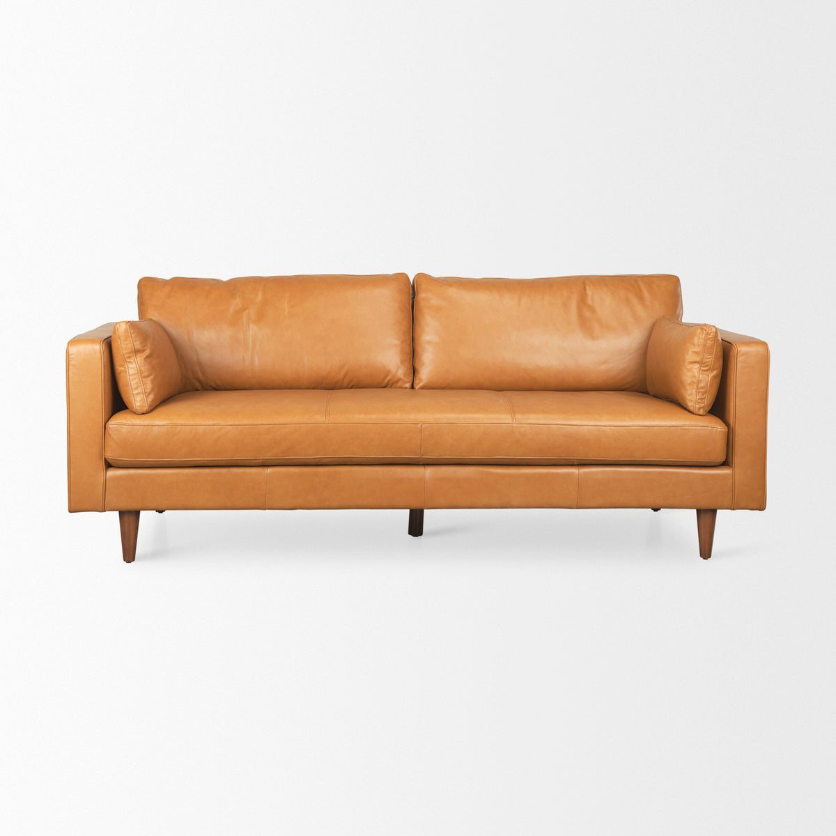 Elton 87.8L x 37.8W x 34.6H Tan Leather Sofa-Sofa & Sectionals-DECOROLALA