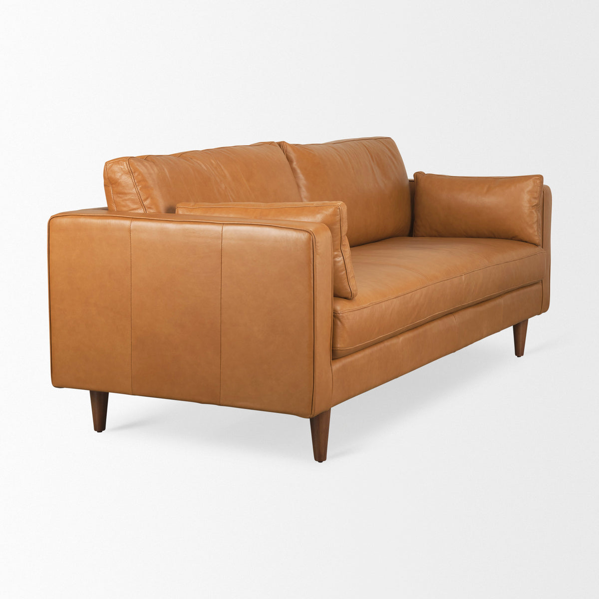 Elton 87.8L x 37.8W x 34.6H Tan Leather Sofa-Sofa & Sectionals-DECOROLALA