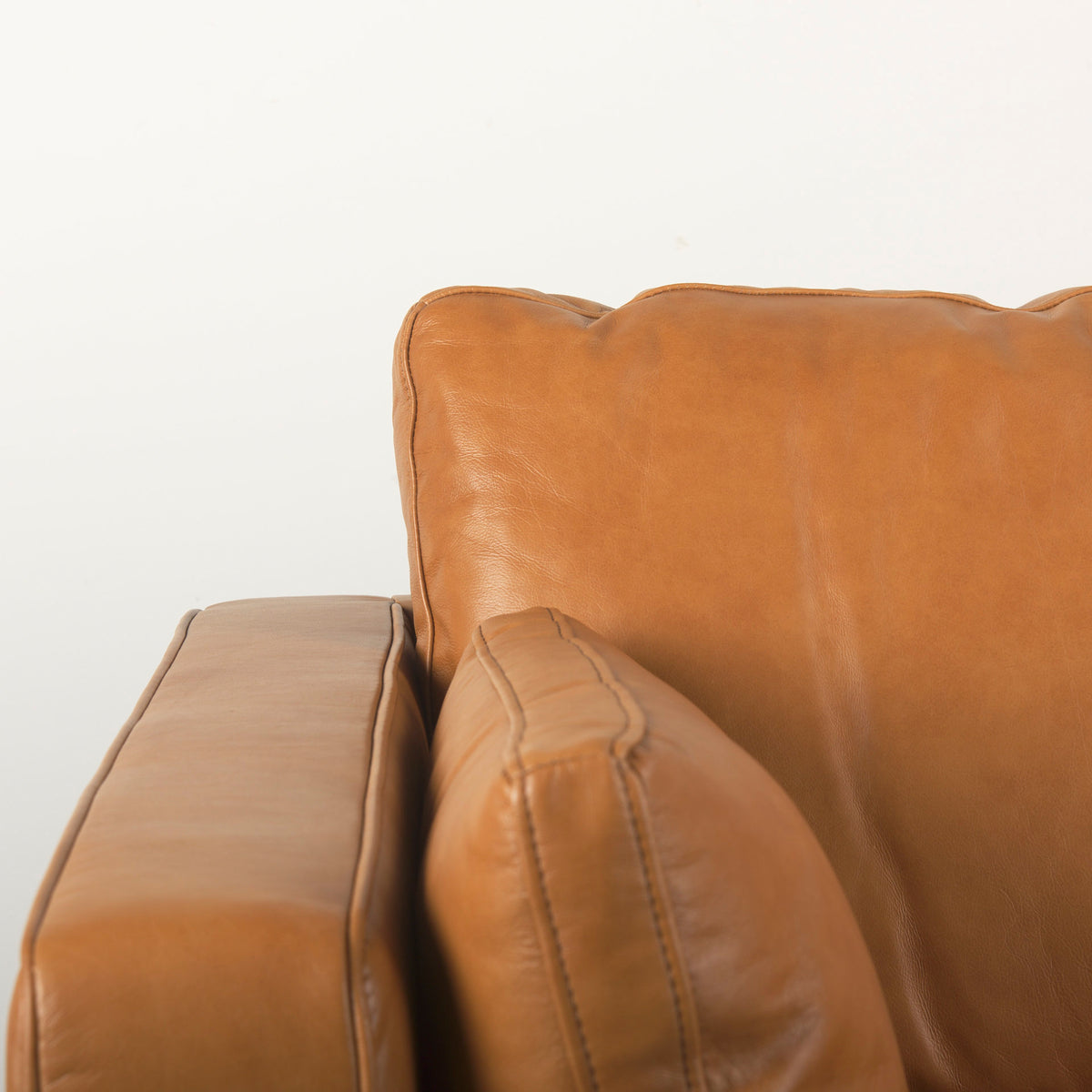 Elton 87.8L x 37.8W x 34.6H Tan Leather Sofa-Sofa & Sectionals-DECOROLALA