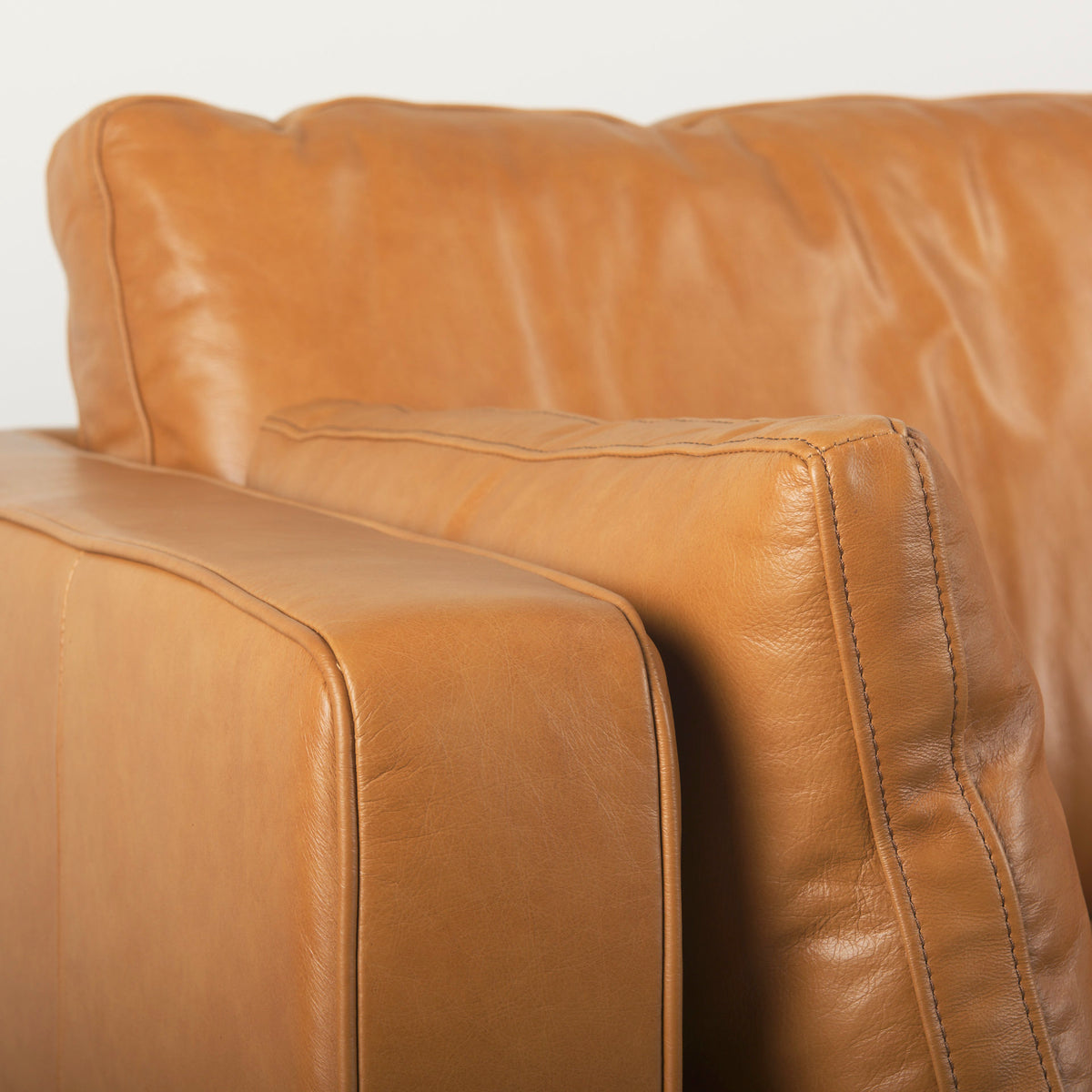 Elton 87.8L x 37.8W x 34.6H Tan Leather Sofa-Sofa & Sectionals-DECOROLALA