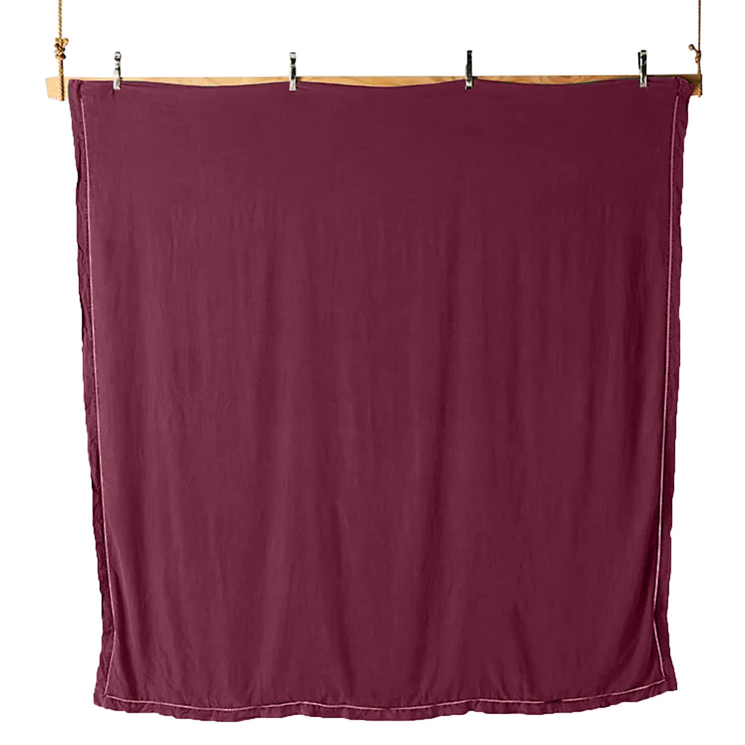 Embroidered Edge Berry 100% Pure Linen | Linen Cotton Mix | 3 Piece Duvet Cover Set | 4 Piece Sheet Set | Handmade | Pre-washed | Soft-n/a-DECOROLALA