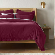 Embroidered Edge Berry 100% Pure Linen | Linen Cotton Mix | 3 Piece Duvet Cover Set | 4 Piece Sheet Set | Handmade | Pre-washed | Soft-n/a-DECOROLALA