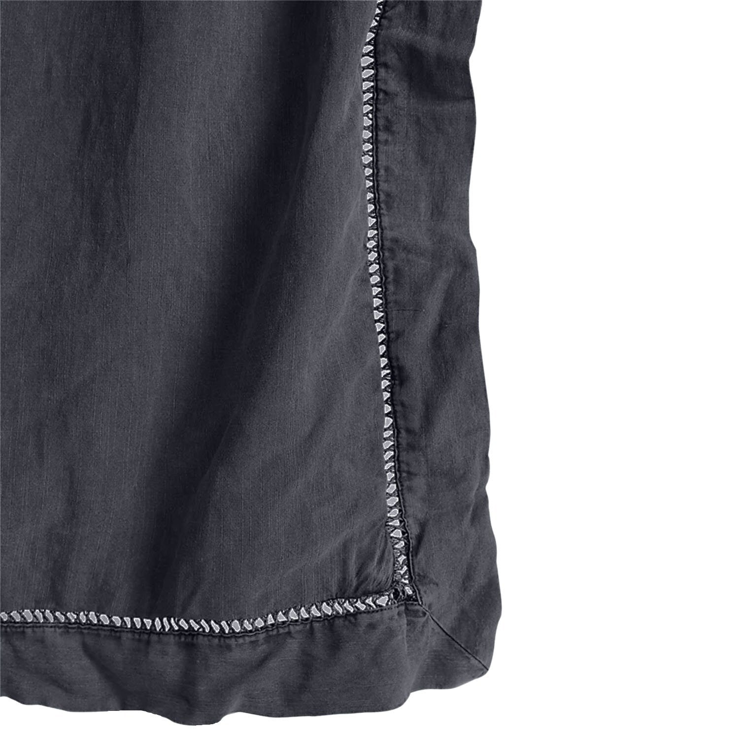 Embroidered Edge Linen Bedding Set - Charcoal Black-n/a-DECOROLALA