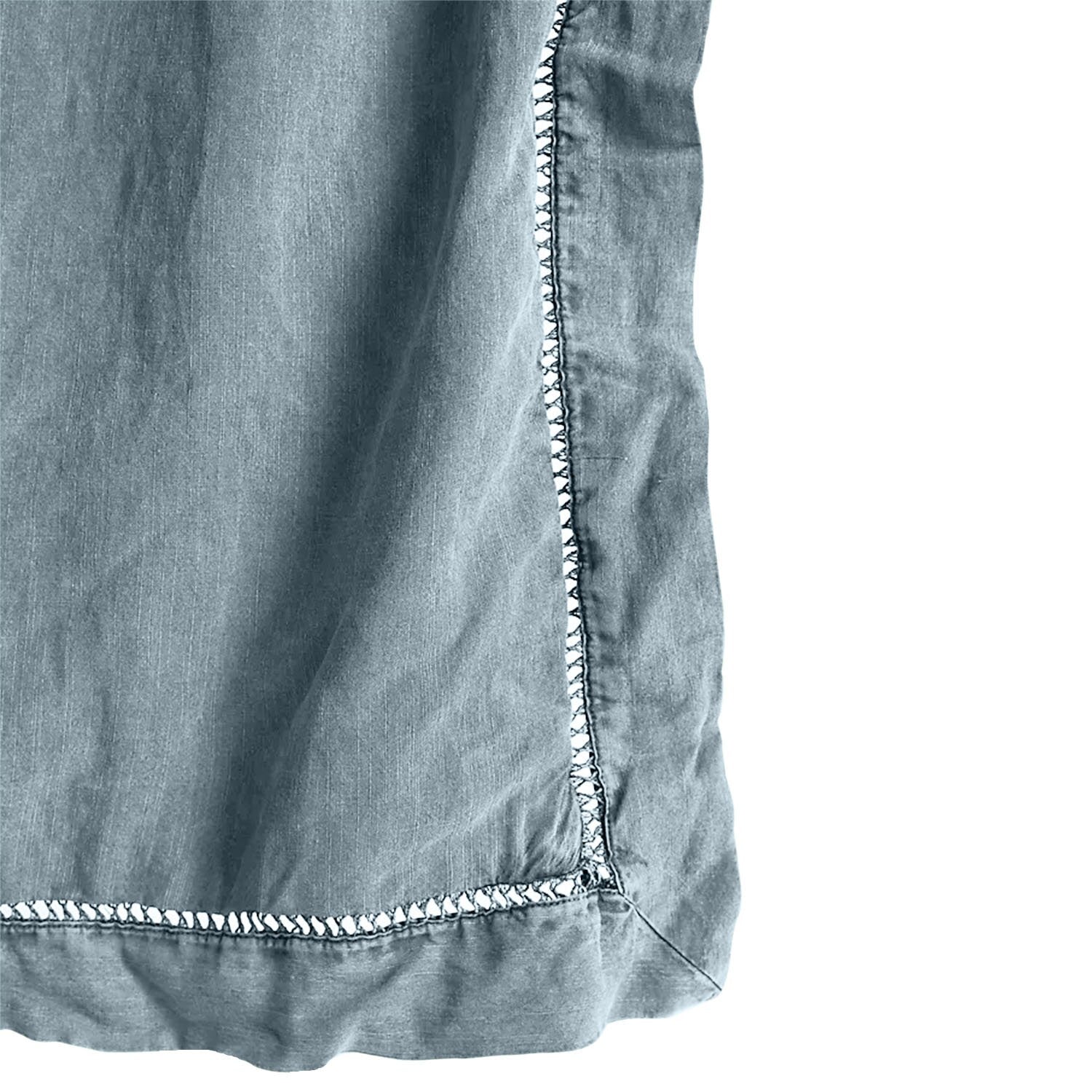 Embroidered Edge Sky Blue 100% Pure Linen | Linen Cotton Mix | 3 Piece Duvet Cover Set | 4 Piece Sheet Set | Handmade | Pre-washed | Soft-DECOROLALA