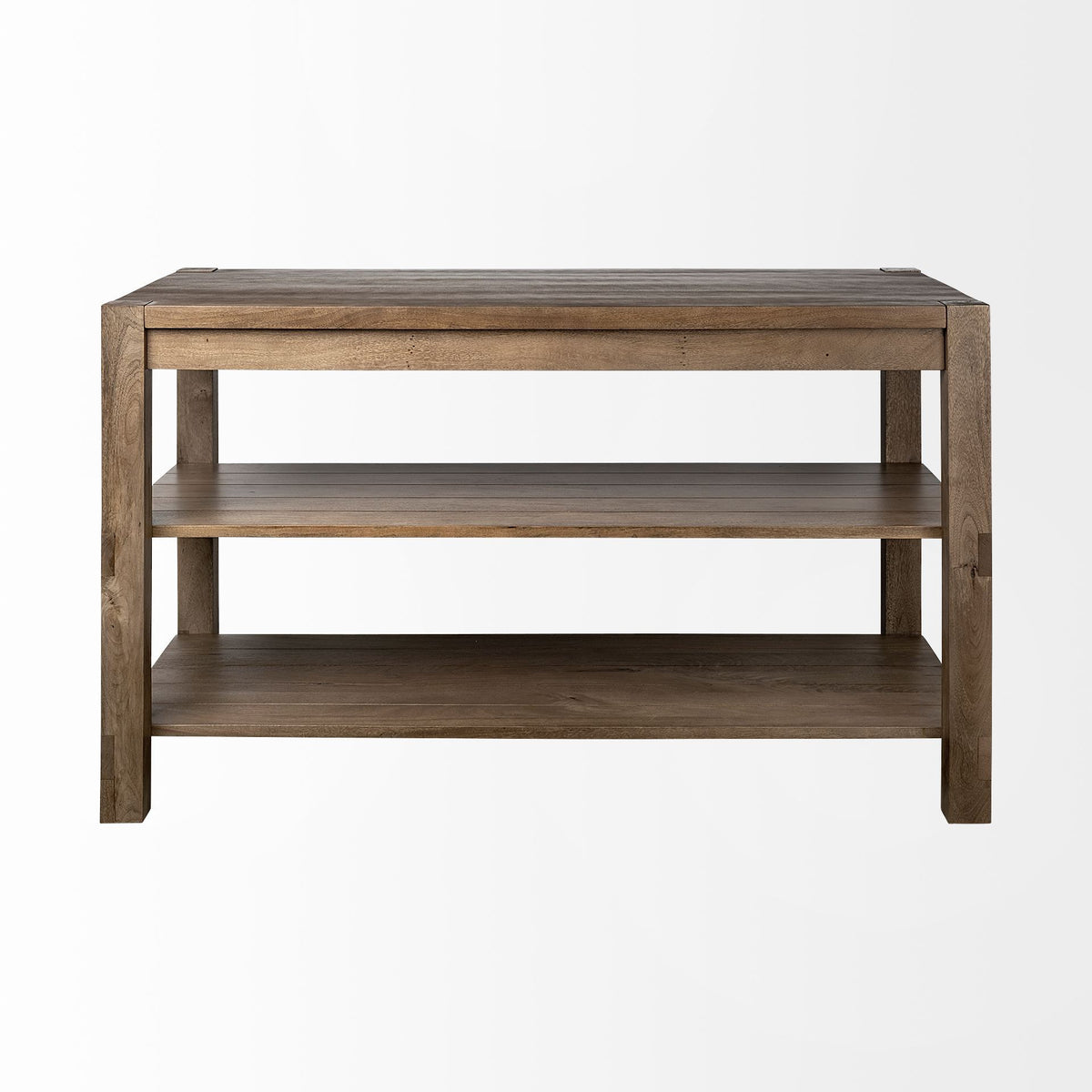 Emeril Brown Solid Wood Two-Tier Smooth Counter Top Kitchen Island-Kitchen Islands-DECOROLALA