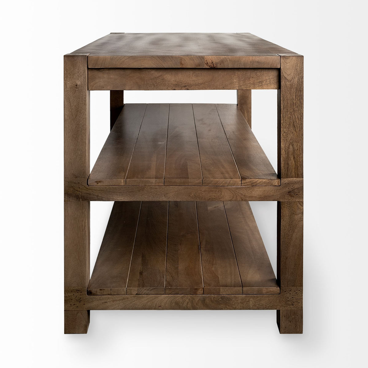 Emeril Brown Solid Wood Two-Tier Smooth Counter Top Kitchen Island-Kitchen Islands-DECOROLALA