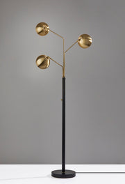 Emerson 3-Arm Floor Lamp - Antique Brass Globe-Lighting-DECOROLALA