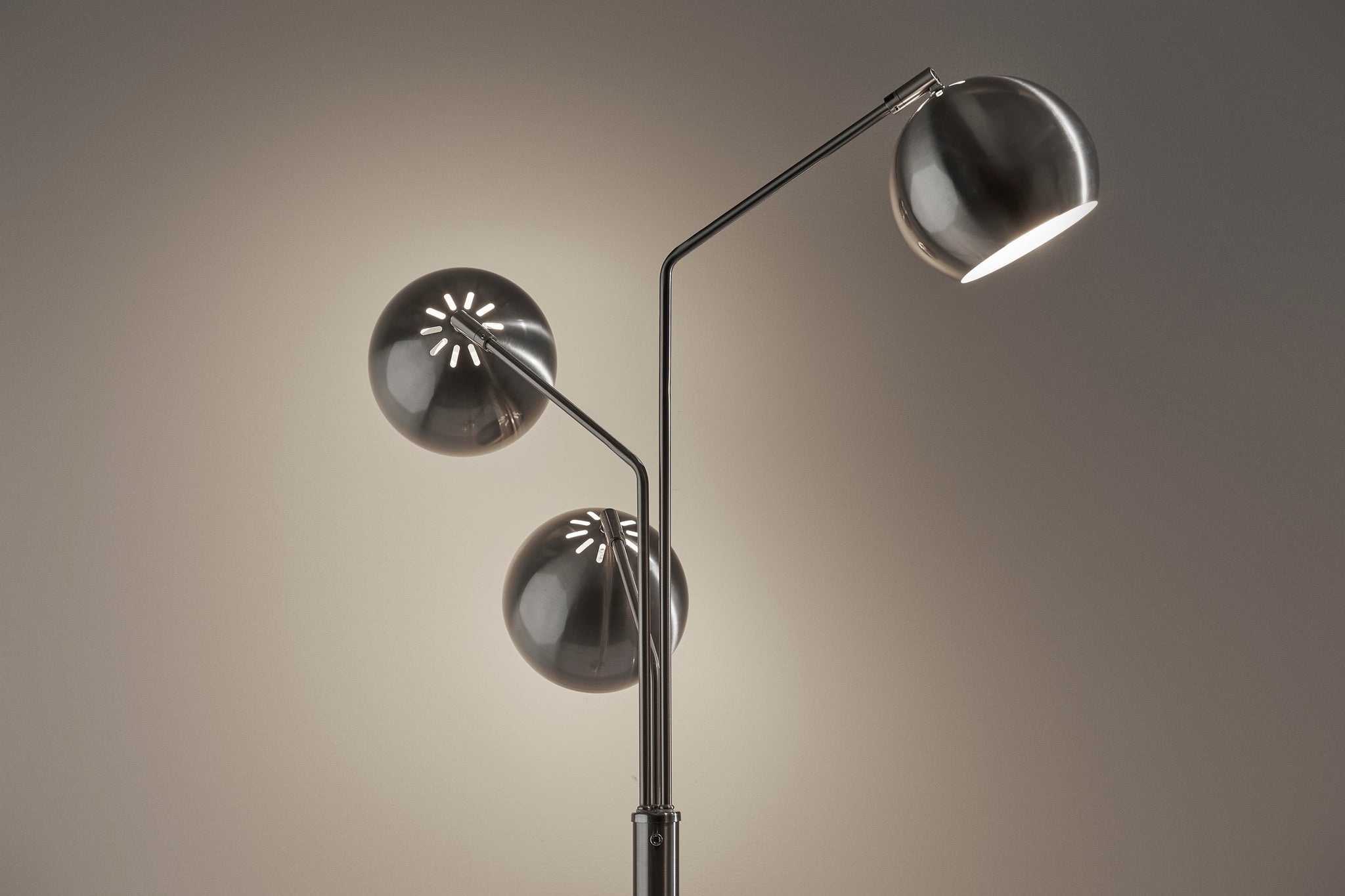 Emerson 3-Arm Floor Lamp - Brushed Steel Globe-Lighting-DECOROLALA
