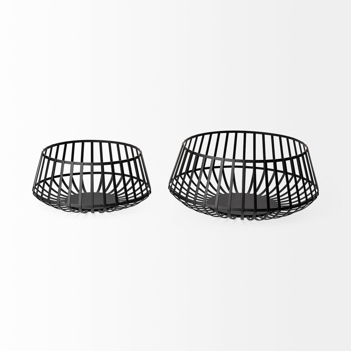 Emilio Set of 2 Black Metal Slated Bowls-Bowls-DECOROLALA