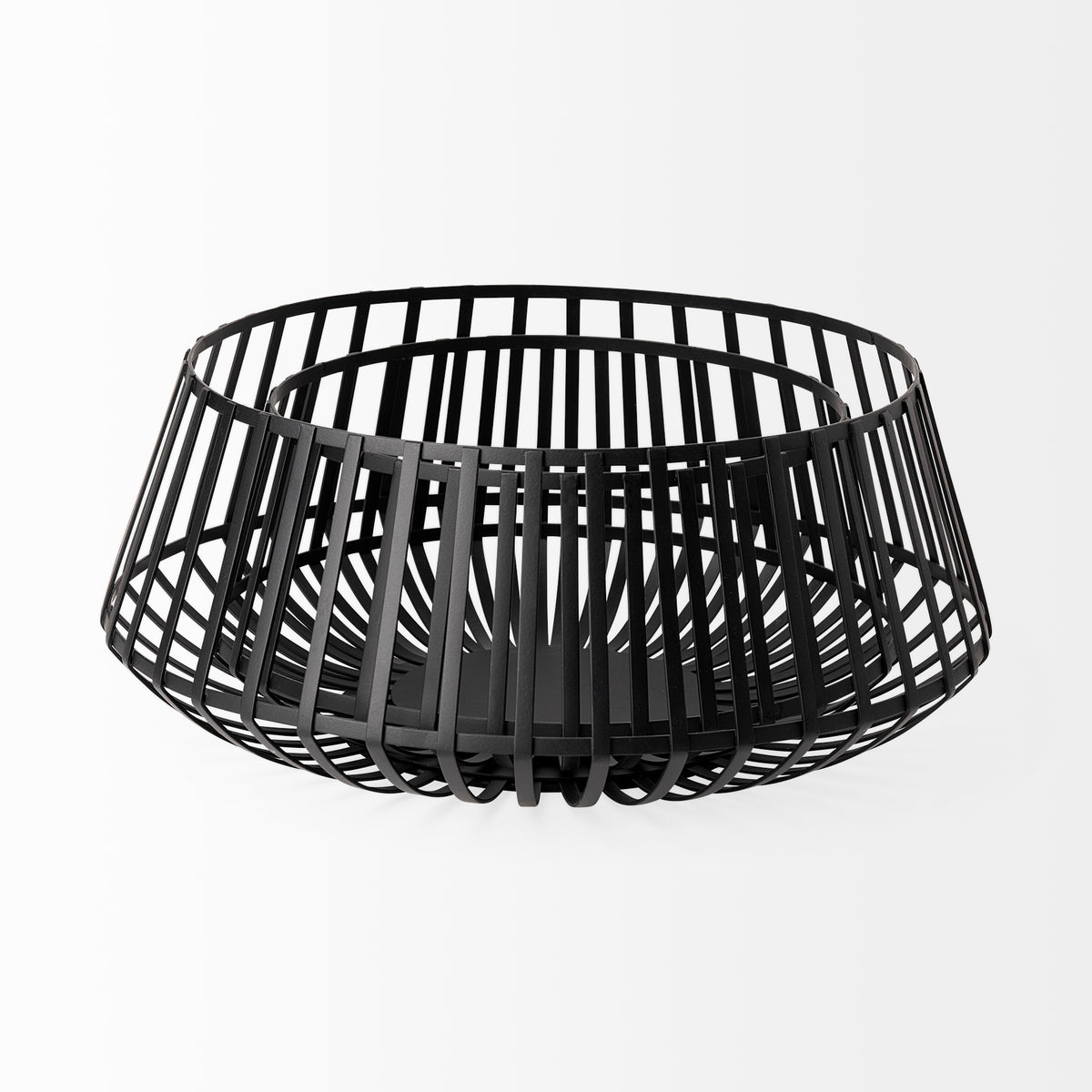 Emilio Set of 2 Black Metal Slated Bowls-Bowls-DECOROLALA