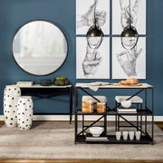 Emilio Set of 2 Black Metal Slated Bowls-Bowls-DECOROLALA