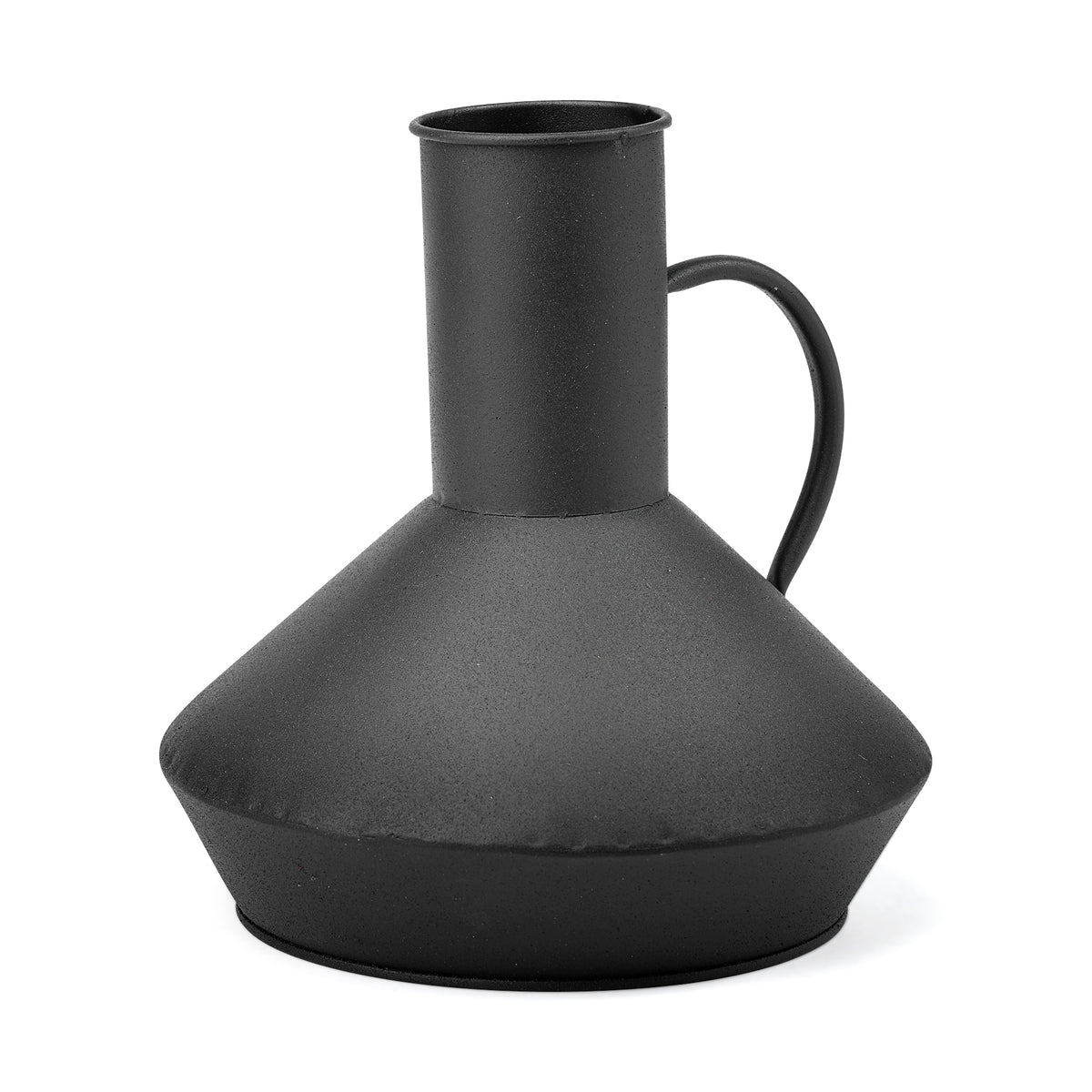 Emily I Decorative Metal Jug - Matte Black 8" x 8"-Decorative Jars & Urns-DECOROLALA