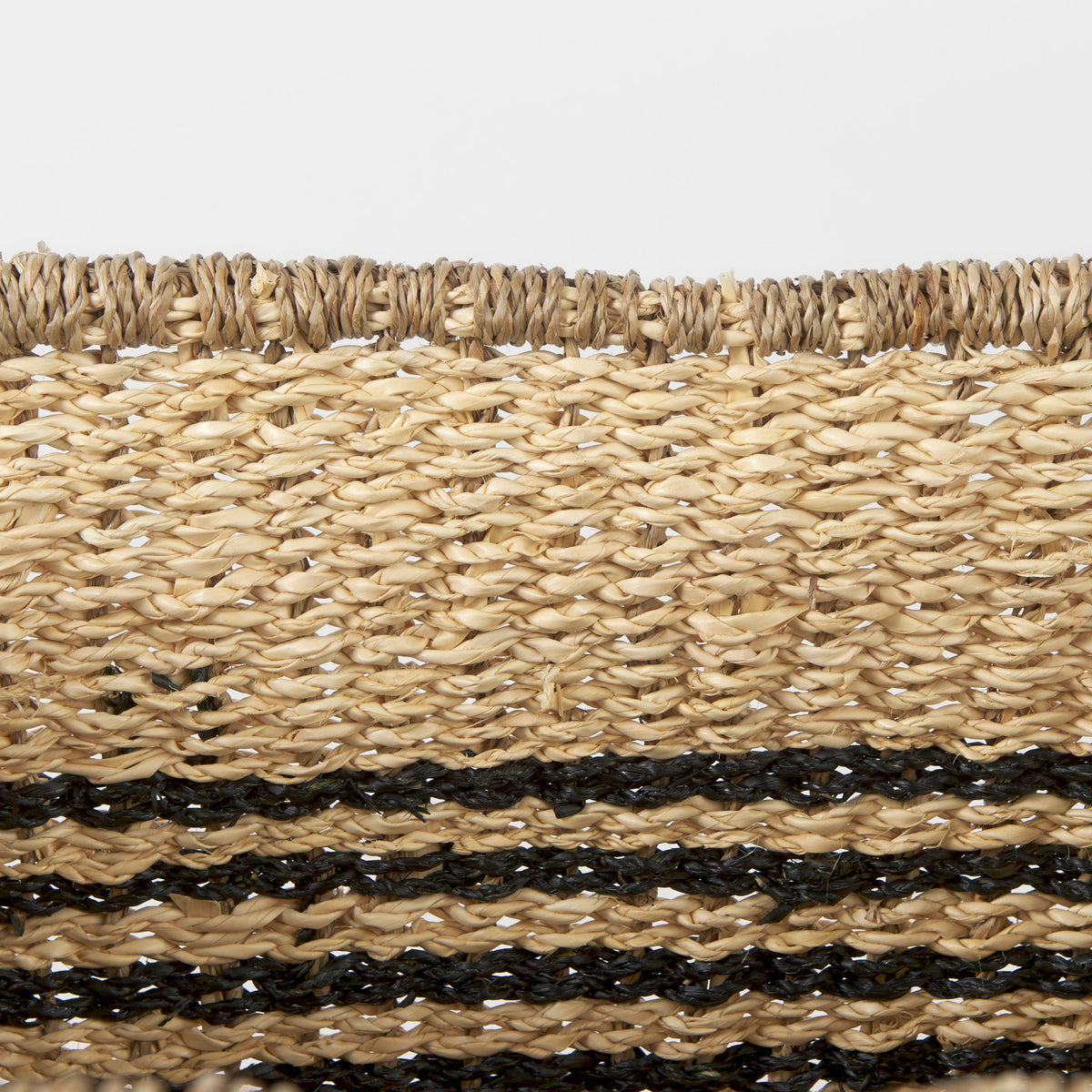 Emma Seagrass Baskets - Light Brown/Black Stripes Set of 2-Decorative Baskets-DECOROLALA