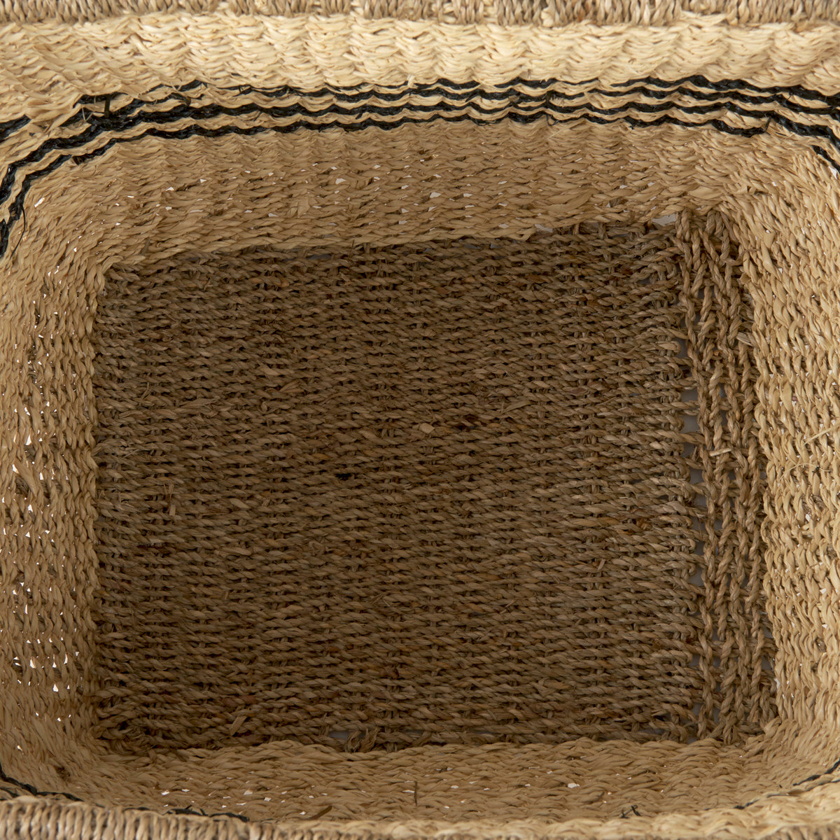 Emma Seagrass Baskets - Light Brown/Black Stripes Set of 2-Decorative Baskets-DECOROLALA