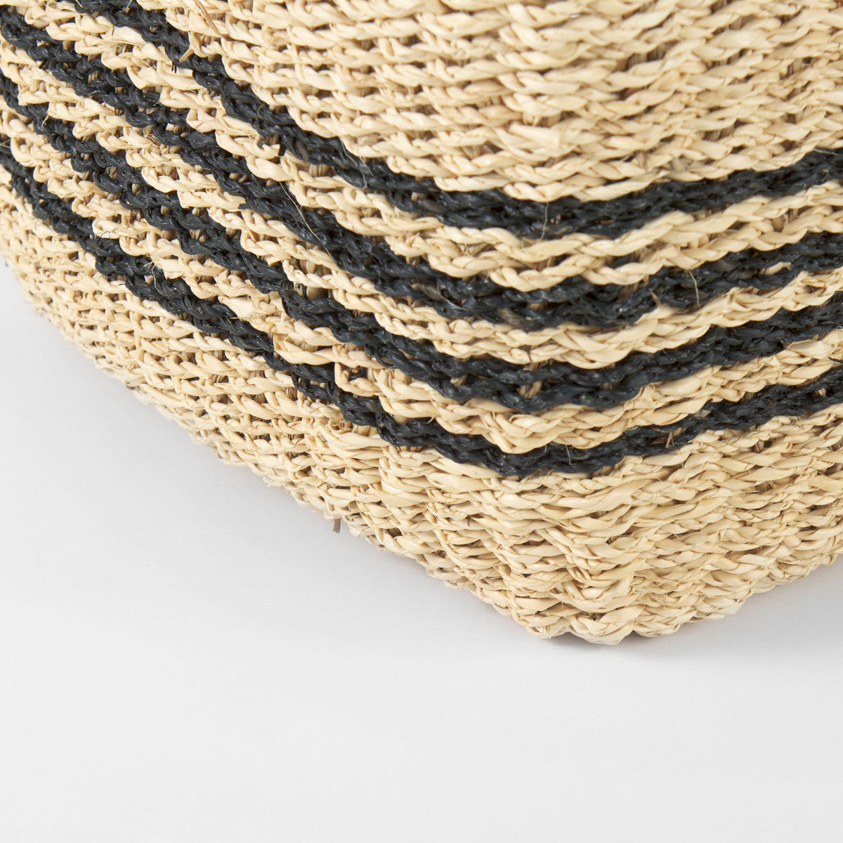 Emma Seagrass Baskets - Light Brown/Black Stripes Set of 2-Decorative Baskets-DECOROLALA