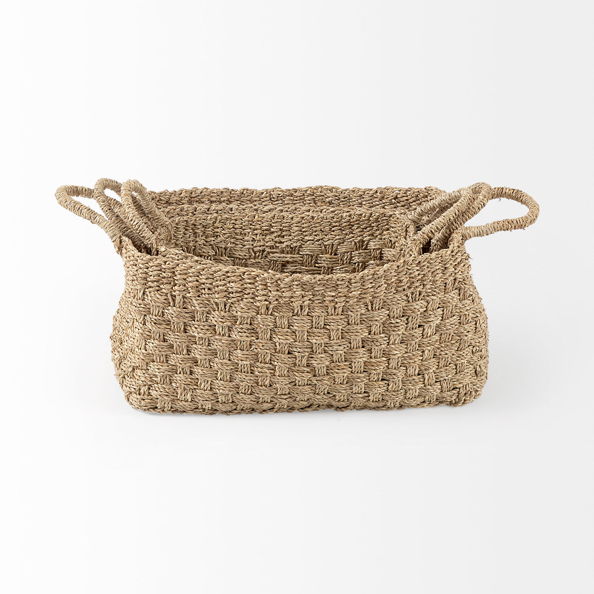 Emra Light Brown Seagrass Baskets - Set of 3-Decorative Baskets-DECOROLALA