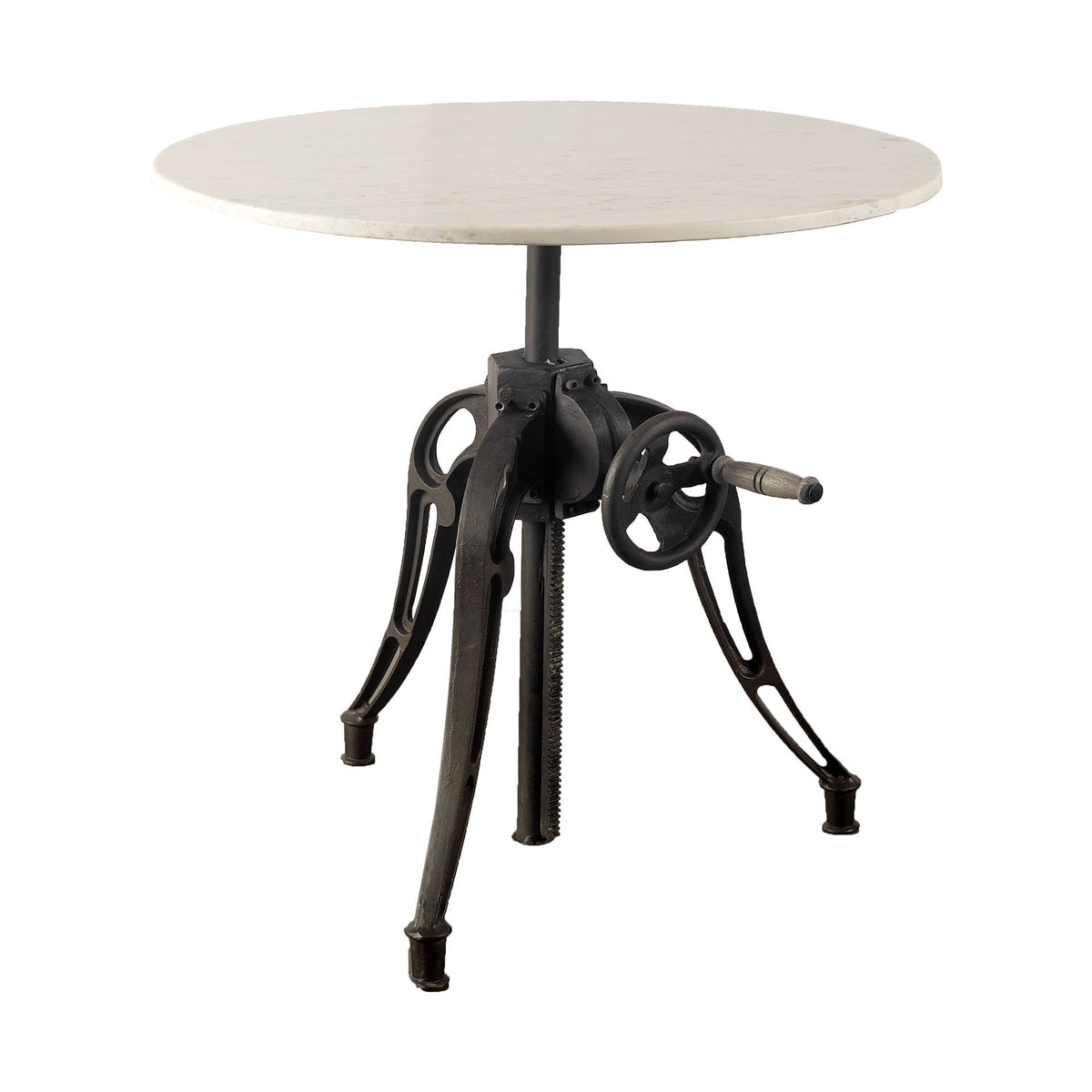Emslie Round Dining Table - White Marble & Black Metal-Dining Tables-DECOROLALA