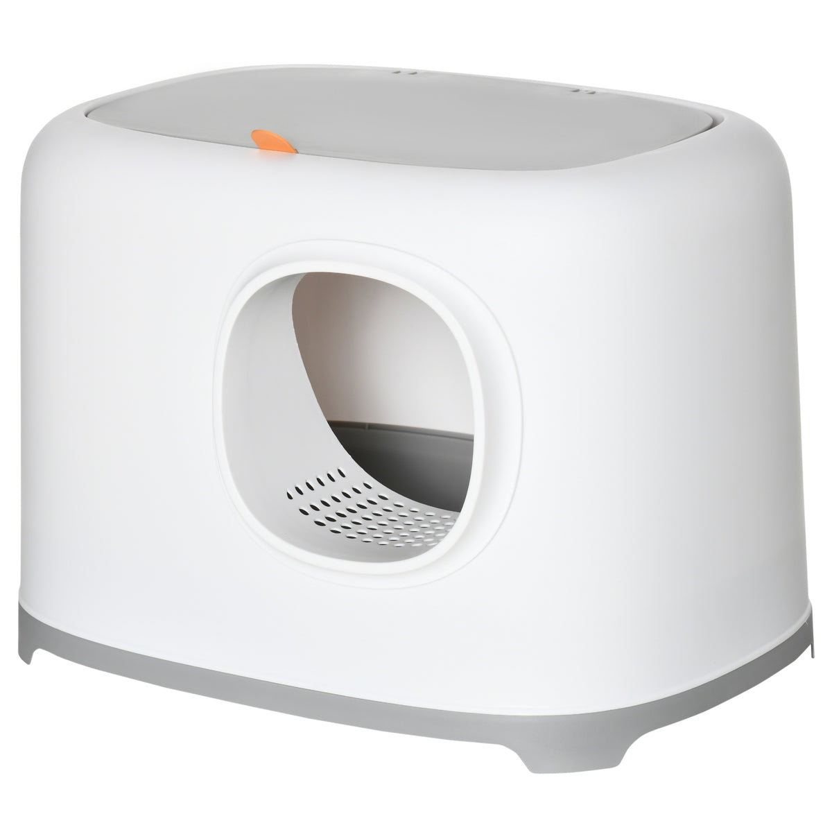 Enclosed Cat Litter Box with Anti-Sand Tunnel & Scoop - White-Cats-DECOROLALA