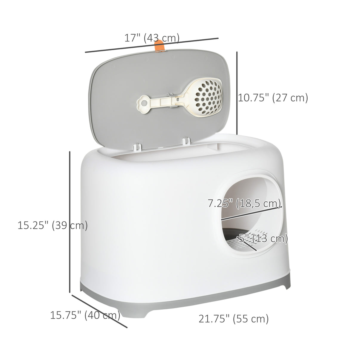 Enclosed Cat Litter Box with Anti-Sand Tunnel & Scoop - White-Cats-DECOROLALA
