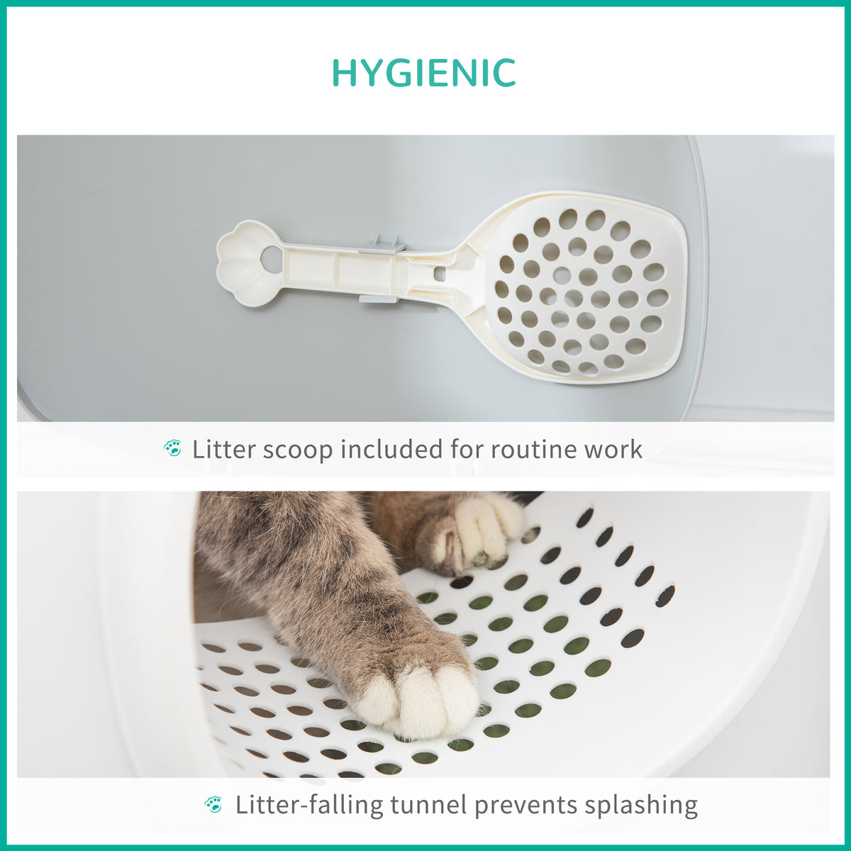 Enclosed Cat Litter Box with Anti-Sand Tunnel & Scoop - White-Cats-DECOROLALA