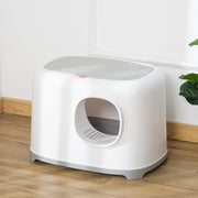 Enclosed Cat Litter Box with Anti-Sand Tunnel & Scoop - White-Cats-DECOROLALA