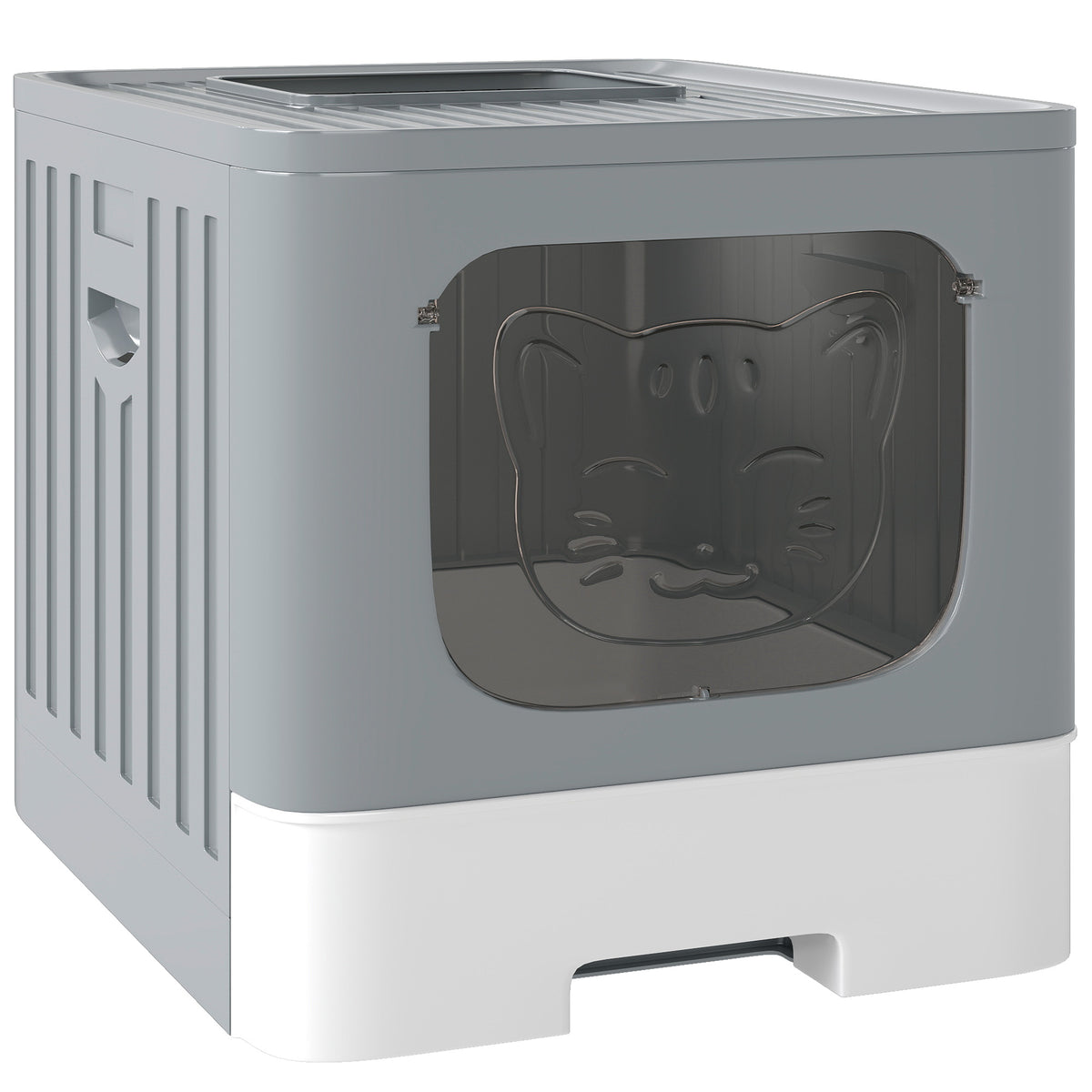 Enclosed Cat Litter Box with Drawer, Scoop and Lid - Grey-Cats-DECOROLALA