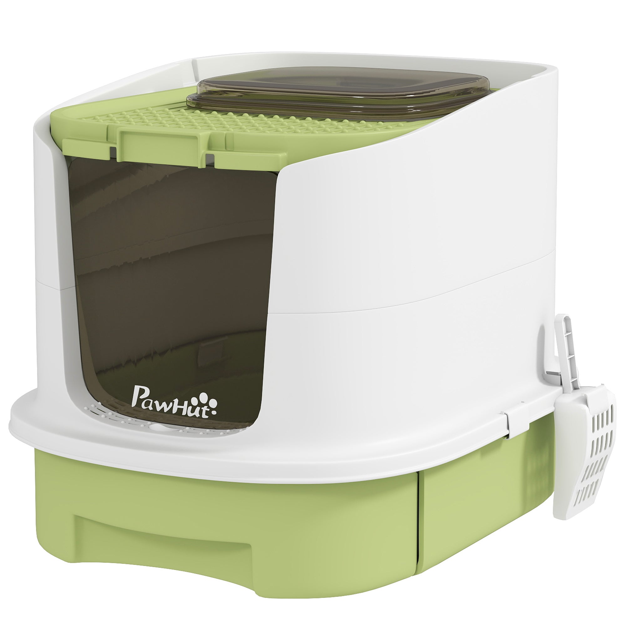 Enclosed Cat Litter Box with Drawer, Top Entry & Scoop - Green-Cats-DECOROLALA