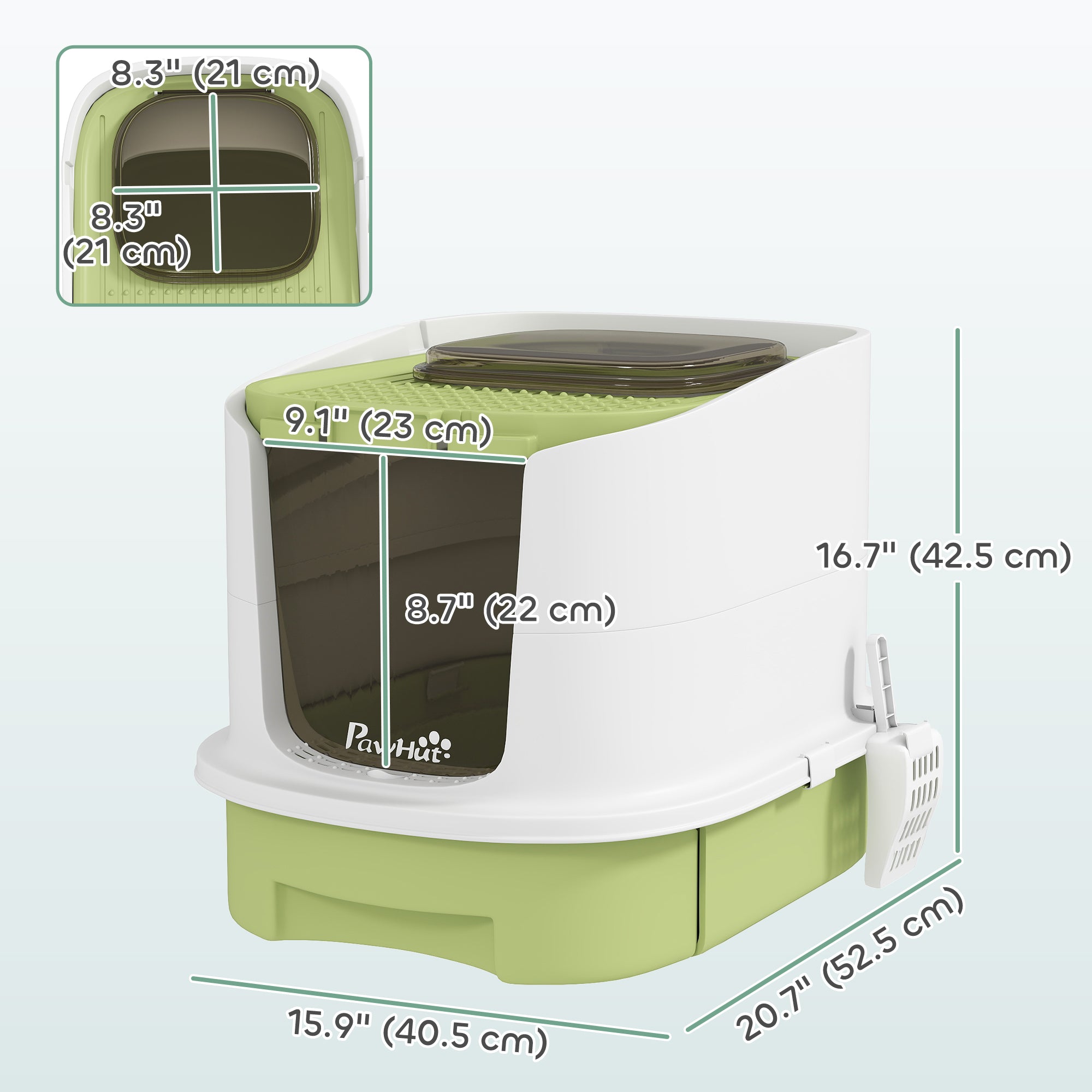 Enclosed Cat Litter Box with Lid, Scoop, Top Entry, Deodorization Bags, Drawer Type Cat Litter Tray, Easy to Clean, Green-Cats-DECOROLALA