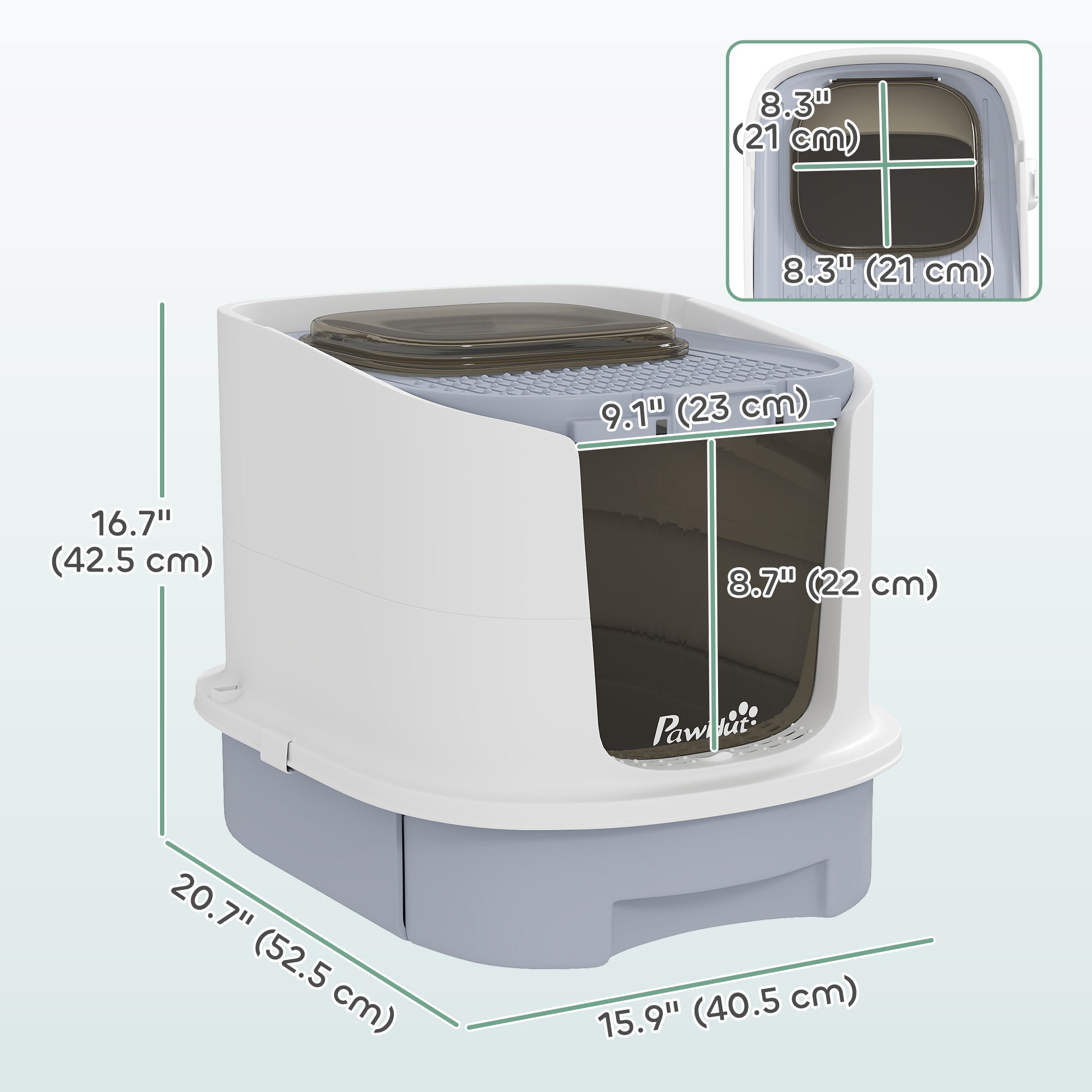 Enclosed Cat Litter Box with Lid, Scoop, Top Entry, Deodorization Bags, Drawer Type Cat Litter Tray, Easy to Clean, Grey-Cats-DECOROLALA