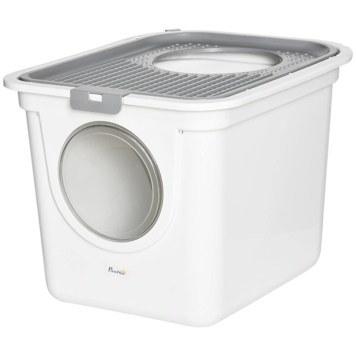 Enclosed Cat Litter Box with Scoop - White 21.7"L x 17.3"W-Cats-DECOROLALA