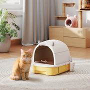 Enclosed Cat Litter Box with Scoop and Drawer - Yellow-Cats-DECOROLALA
