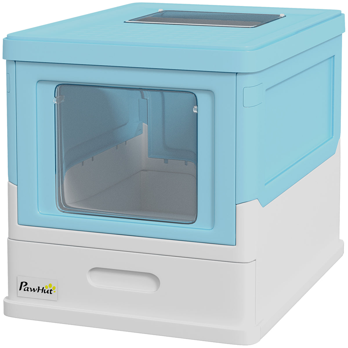 Enclosed Foldable Cat Litter Box with Scoop and Tray - Blue-Cats-DECOROLALA