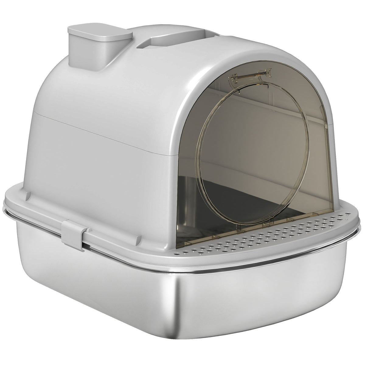 Enclosed Stainless Steel Litter Box with Scoop and Deodorizer Bag-Cats-DECOROLALA