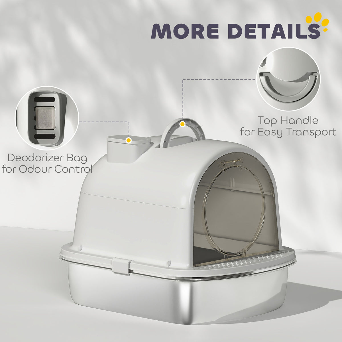 Enclosed Stainless Steel Litter Box with Scoop and Deodorizer Bag-Cats-DECOROLALA