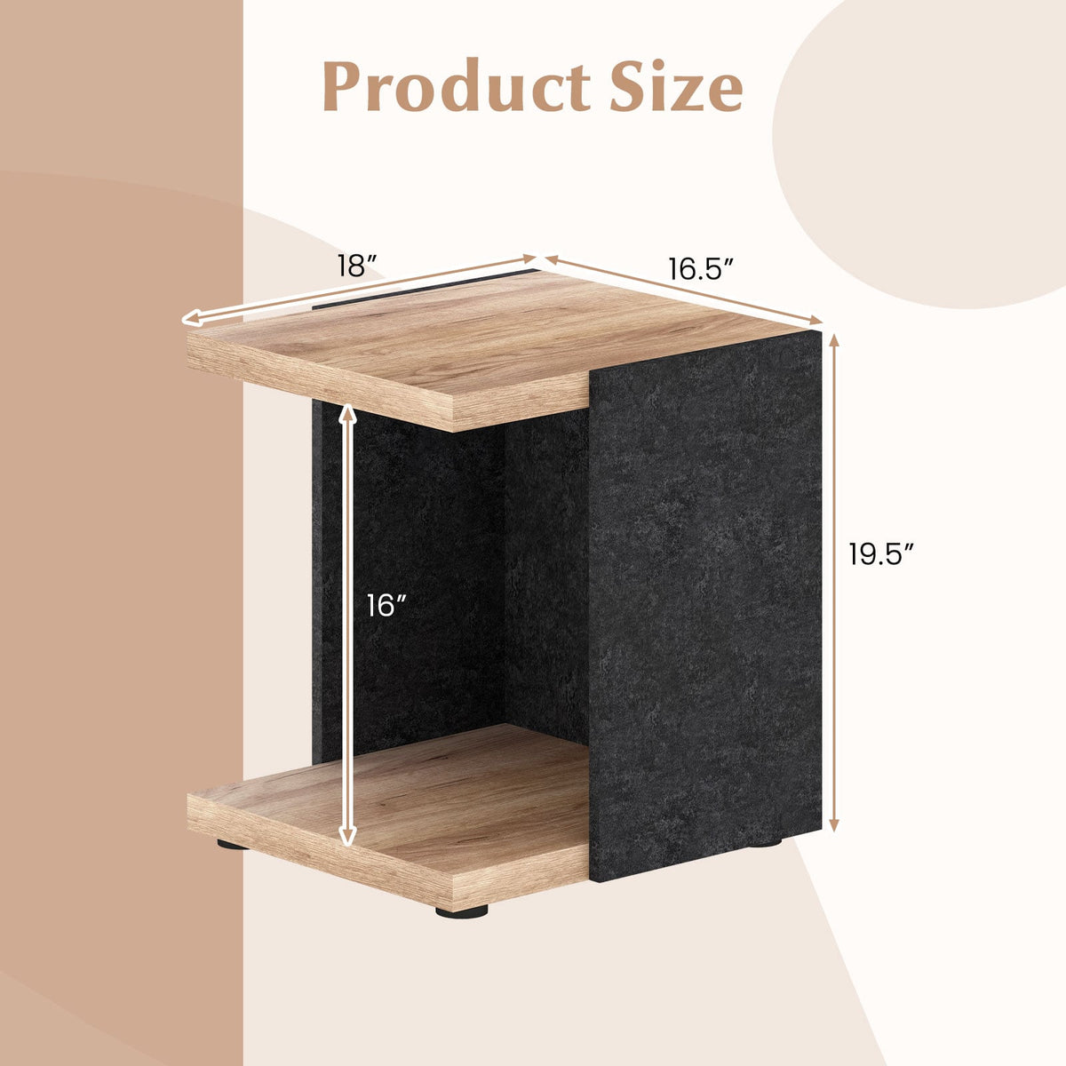 End Table 2-Tier Sofa Side Table with Open Storage Shelf-Oak-End & Side Tables-DECOROLALA
