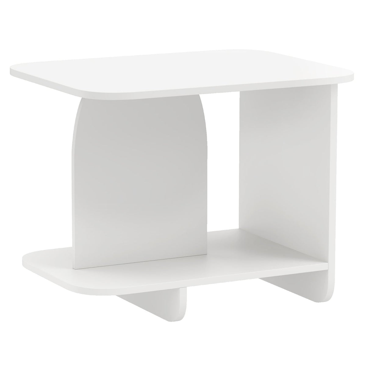 End Table 2-Tier Sofa Side Table with Storage Shelf for Small Space-White-End & Side Tables-DECOROLALA