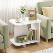 End Table 2-Tier Sofa Side Table with Storage Shelf for Small Space-White-End & Side Tables-DECOROLALA